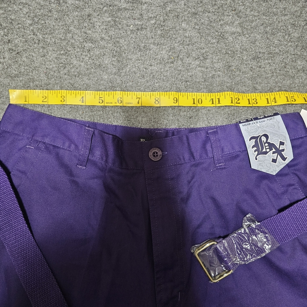 NWT Brooklyn Xpress Purple Cargo Shorts with Belt Size 34 - Picture 5 of 7